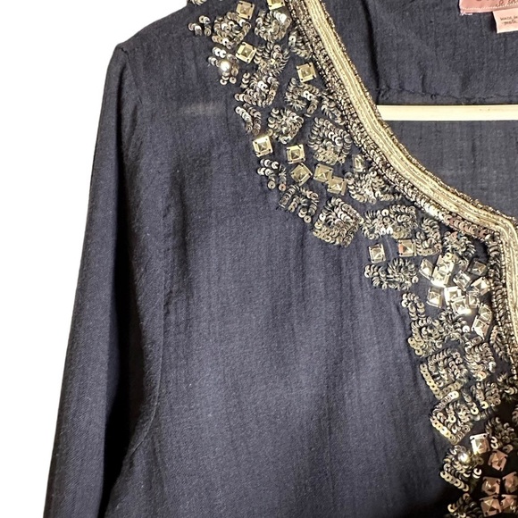 Calypso St. Barth Sequined Beaded Tunic Top Gauzy 100% Cotton India Small - Picture 7 of 14